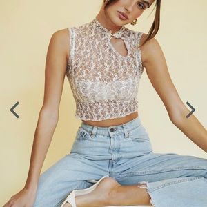 VRG GRL N.Y. Street Style Lace Top - Cream. Size 6. NWT